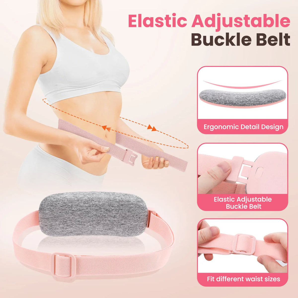 Adjustable belt and soft contact surface of the Arvilo Comfort Heat Wrap